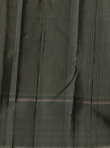 Bottle Green -Greyish Green Kanchipuram Silk Saree
