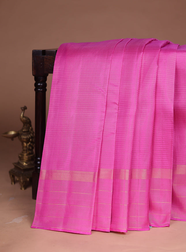Pink - Yellow Kanchipuram Silk Saree