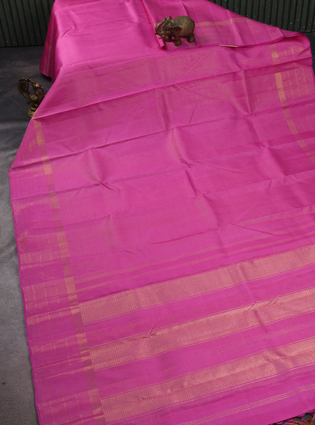 Pink - Yellow Kanchipuram Silk Saree