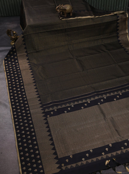 Black - Sandal Kanchipuram Silk Saree