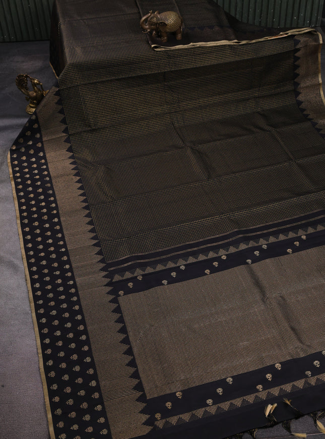 Black - Sandal Kanchipuram Silk Saree