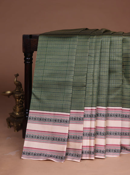 Bottle Green - Beige Kanchipuram Silk Saree