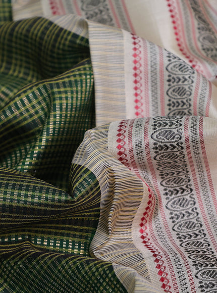 Bottle Green - Beige Kanchipuram Silk Saree