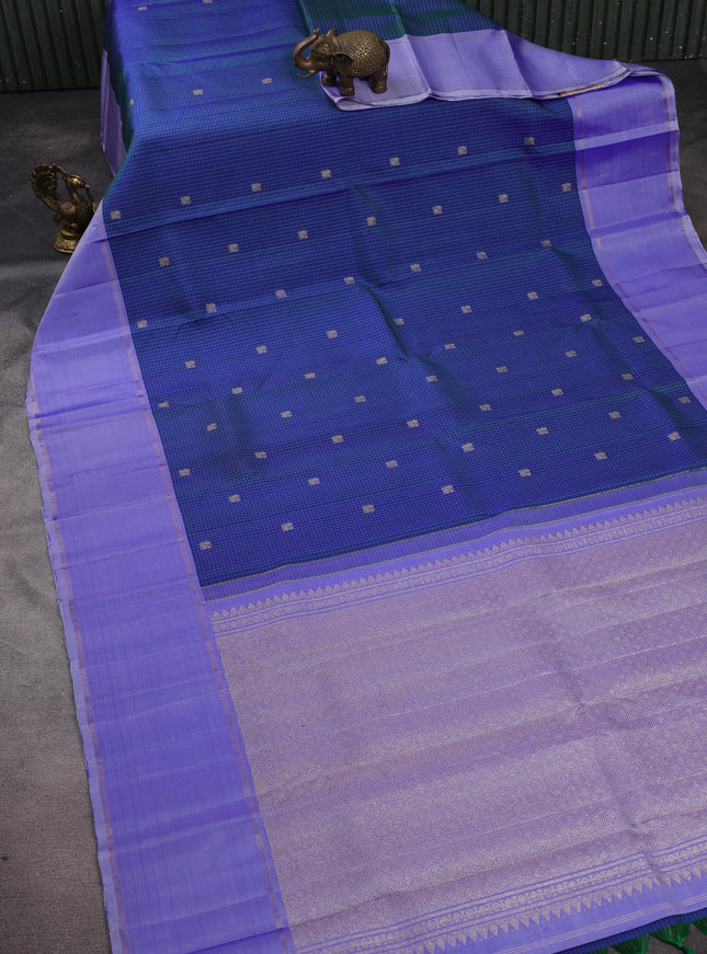Bluish Green - Blue Kanchipuram Silk Saree