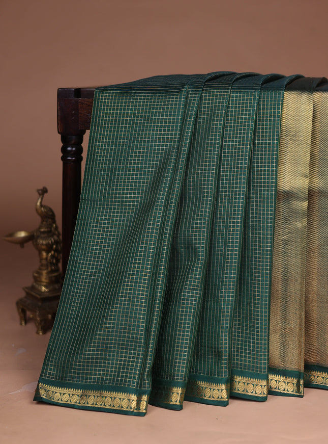Bottle Green Kanchipuram Silk Saree