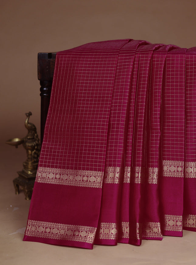 Dark Pink Kanchipuram Silk Saree