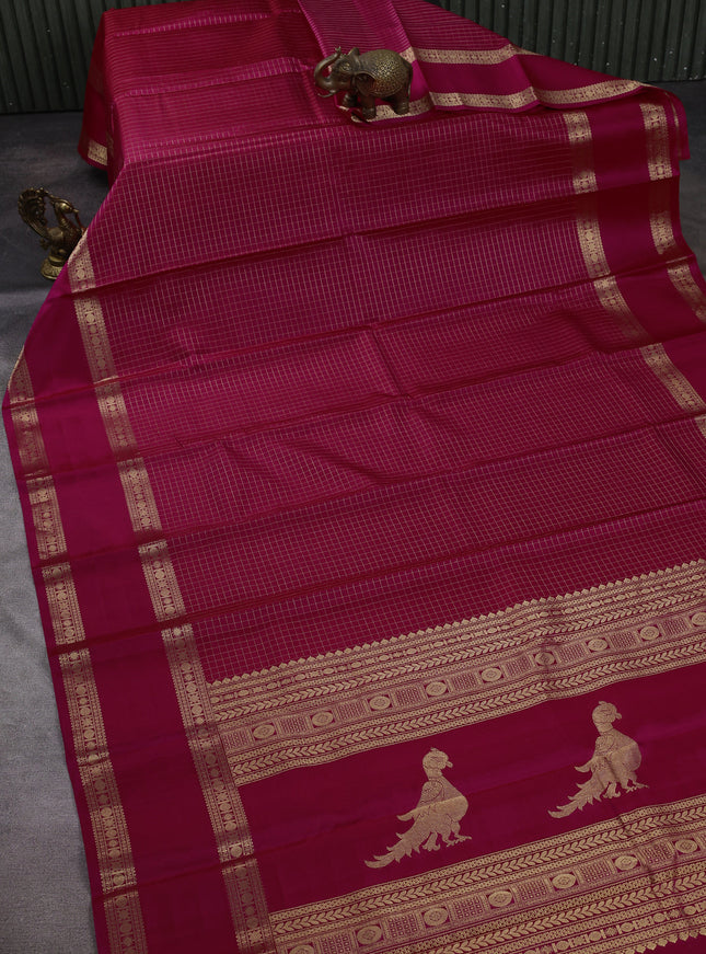 Dark Pink Kanchipuram Silk Saree