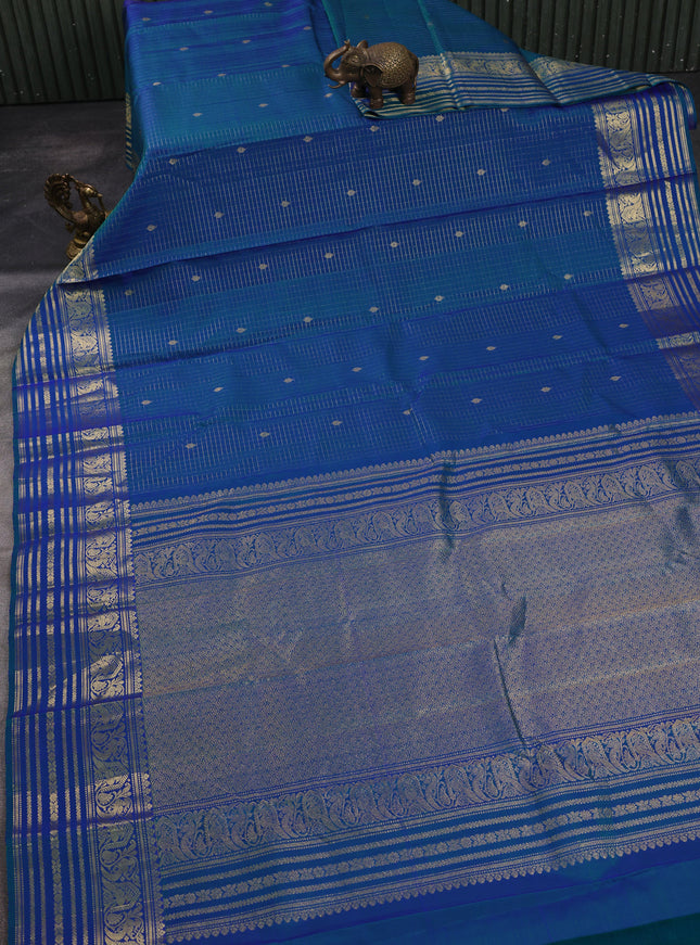 Dual Tone Royal Blue Kanchipuram Silk Saree