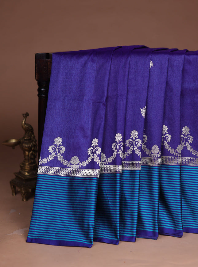 Blue Banarasi Tussar Silk Saree