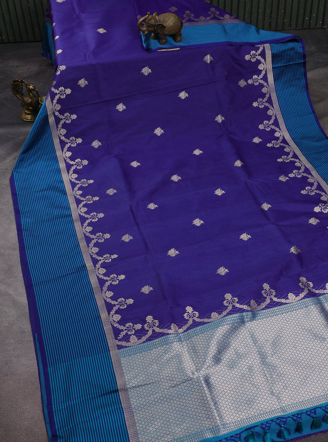 Blue Banarasi Tussar Silk Saree