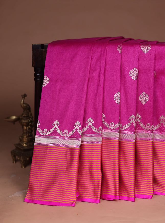 Pink Banarasi Tussar Silk Saree