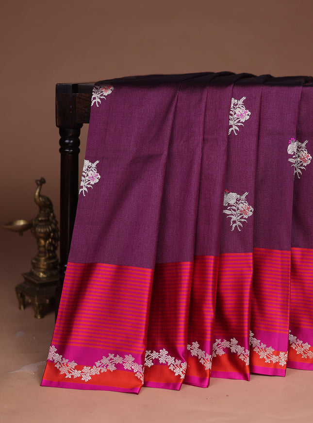 Deep Jamun-Pink Banarasi Tussar Silk Saree
