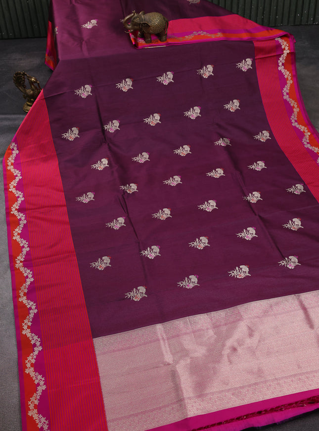 Deep Jamun-Pink Banarasi Tussar Silk Saree
