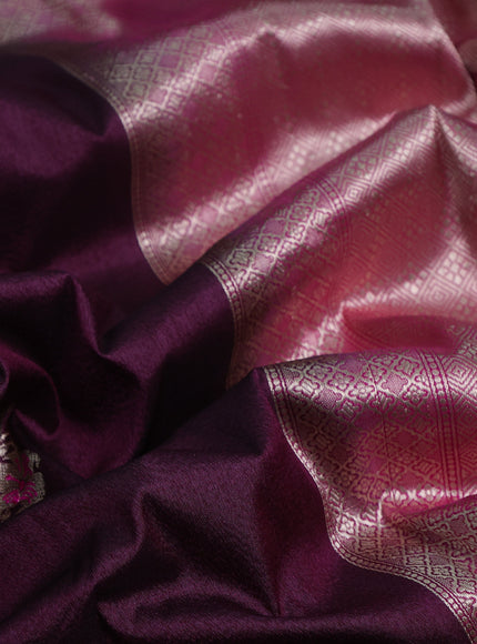 Deep Jamun-Pink Banarasi Tussar Silk Saree