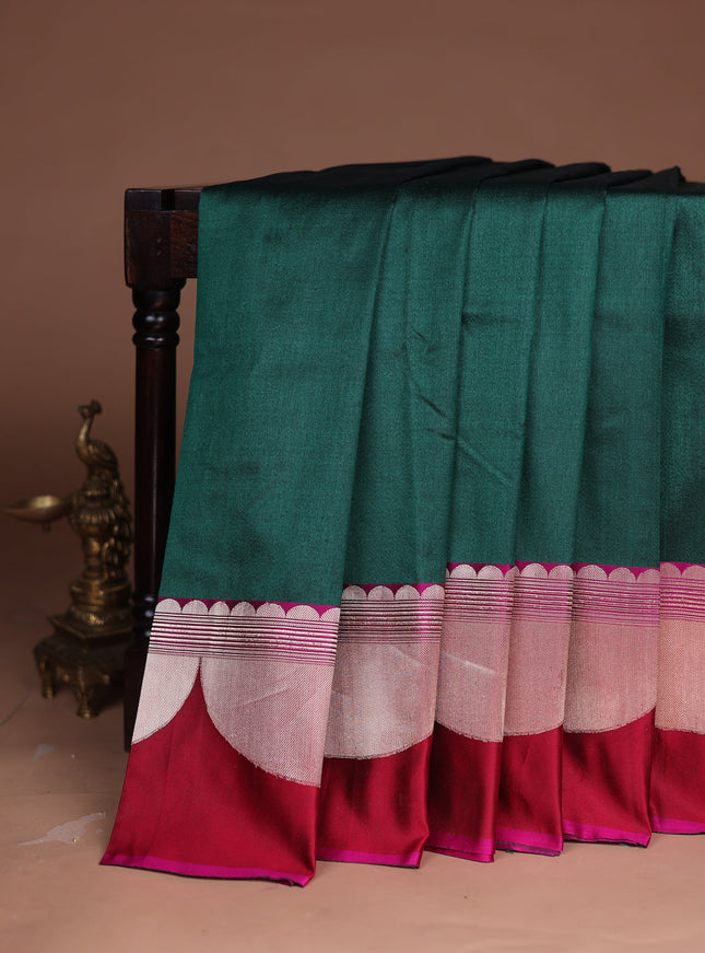 Green-Pink Banarasi Tussar Silk Saree