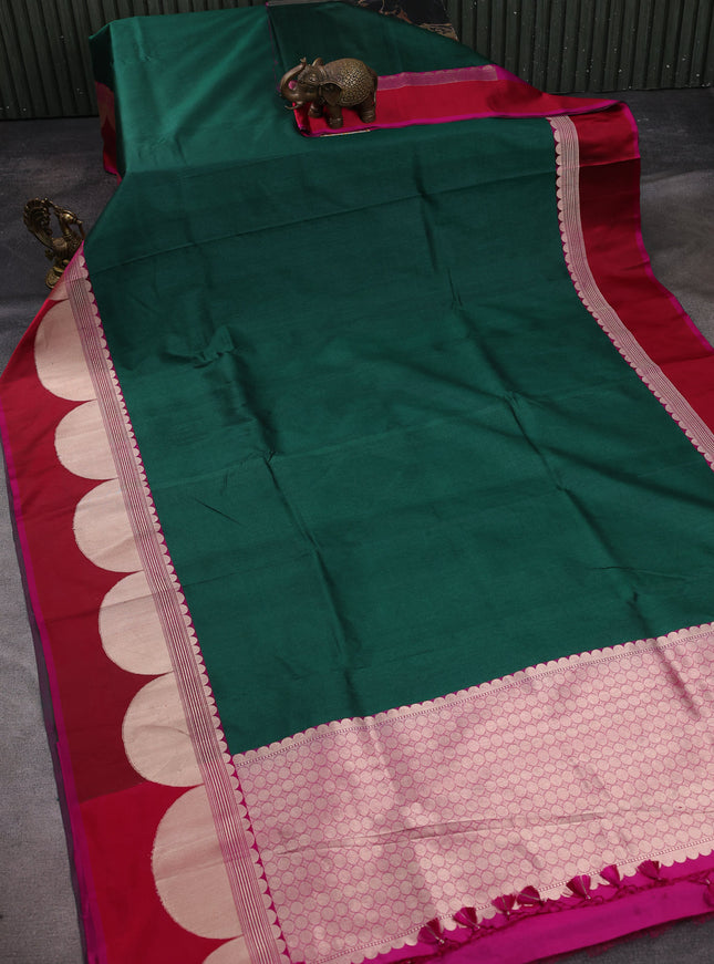 Green-Pink Banarasi Tussar Silk Saree
