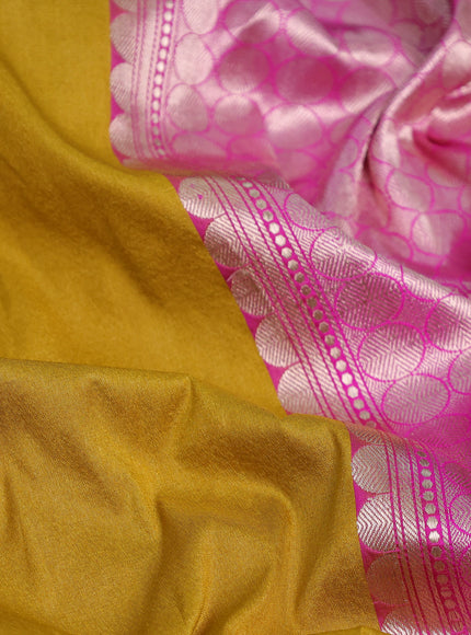 Yellow-Pink Banarasi Tussar Silk Saree