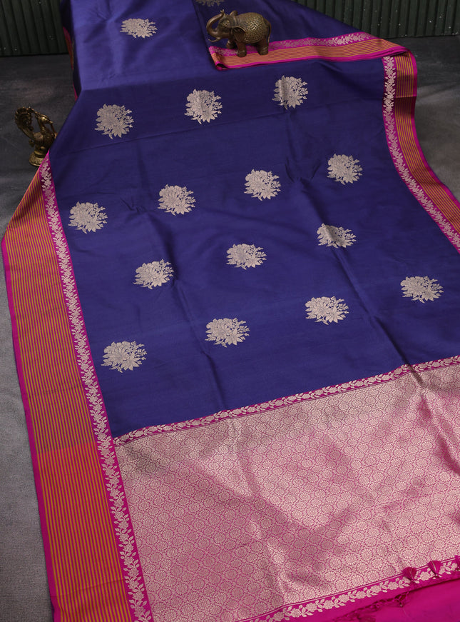 Blue-Pink Banarasi Tussar Silk Saree