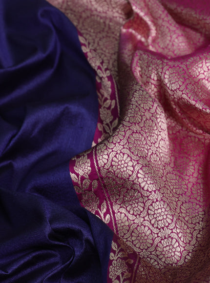 Blue-Pink Banarasi Tussar Silk Saree