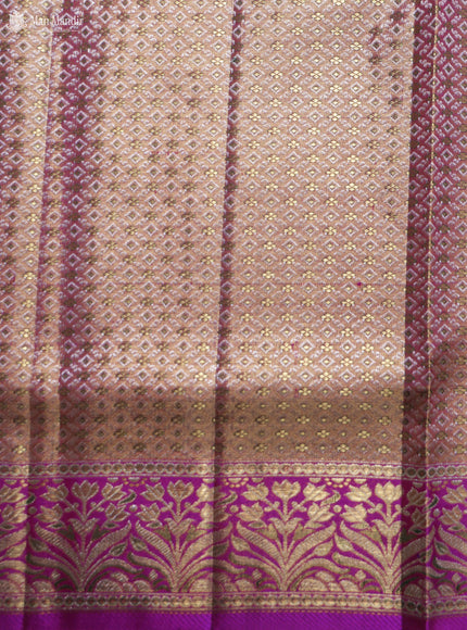 Gold - Pink Kanchipuram Tissue Silk Saree