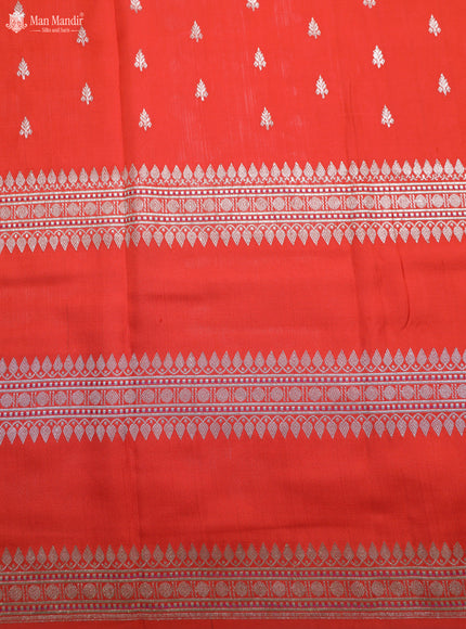 Pale Yellow - Orange Banarasi Ektara Kora Silk Saree