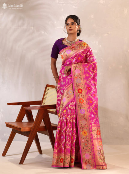 Pink Banarasi Fekwa Silk Saree
