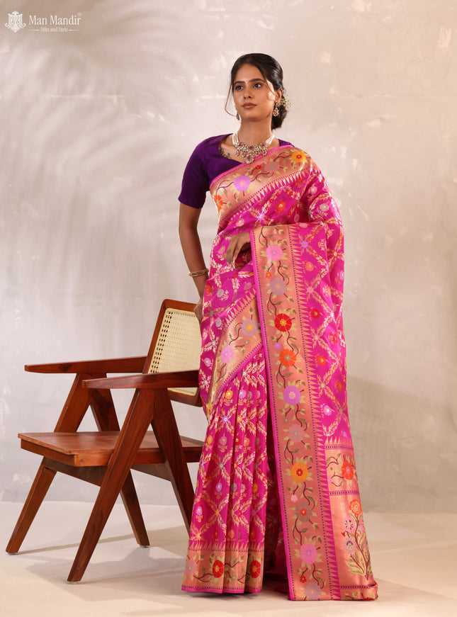 Pink Banarasi Silk Saree