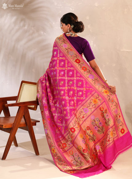 Pink Banarasi Fekwa Silk Saree