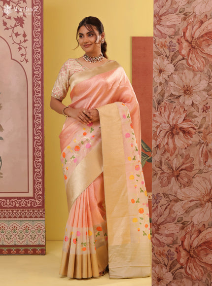 Peach - Beige Banarasi Fekwa Silk Saree