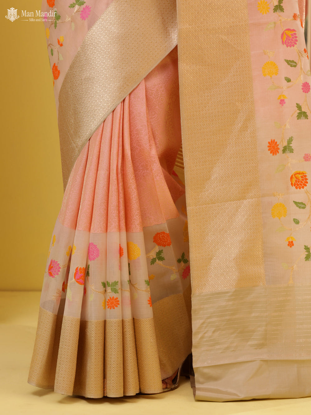 Peach - Beige Banarasi Silk Saree