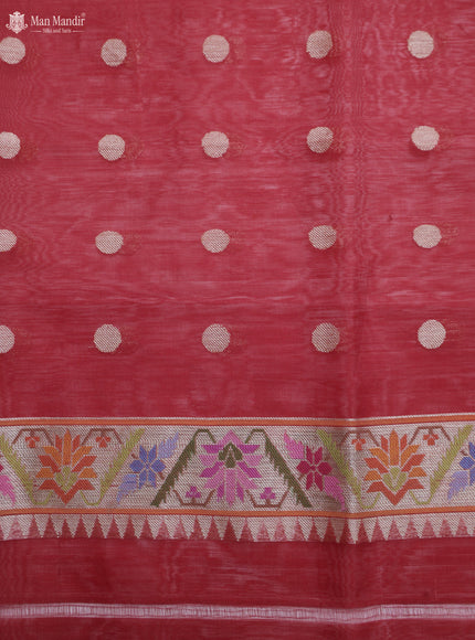 Red -Mustard Yellow Banarasi Kora Silk Saree