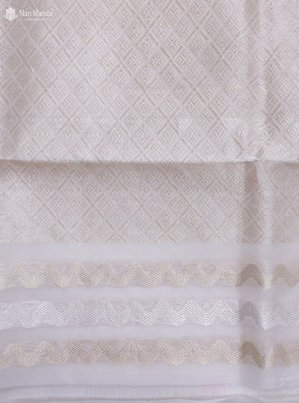 Off White Banarasi Kora Silk Saree
