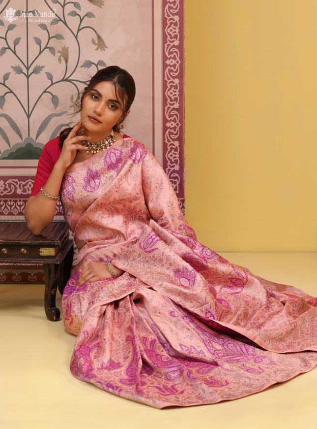 Mild Peach Kanchipuram Silk Saree