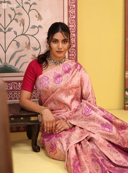 Mild Peach Kanchipuram Silk Saree