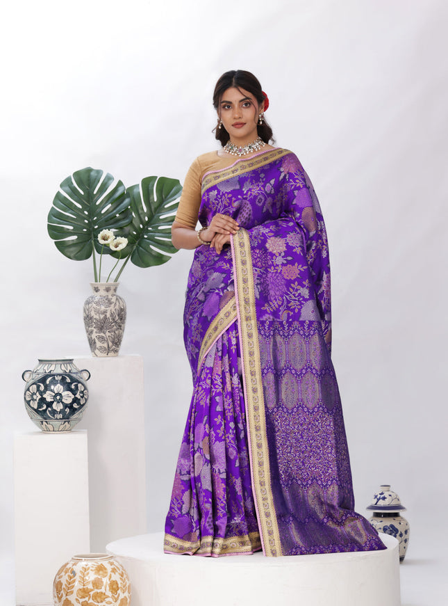 Purple Kanchipuram Silk Saree