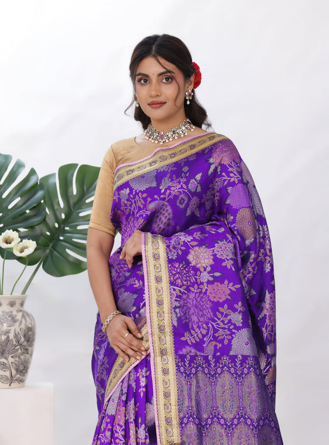Purple Kanchipuram Silk Saree