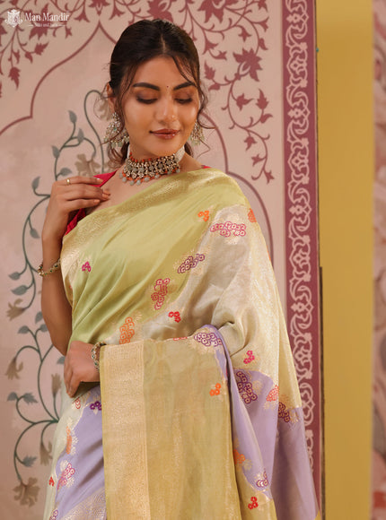 Multi Colour - Mild Pista Green Rangkat Banarasi Kadwa Silk Saree