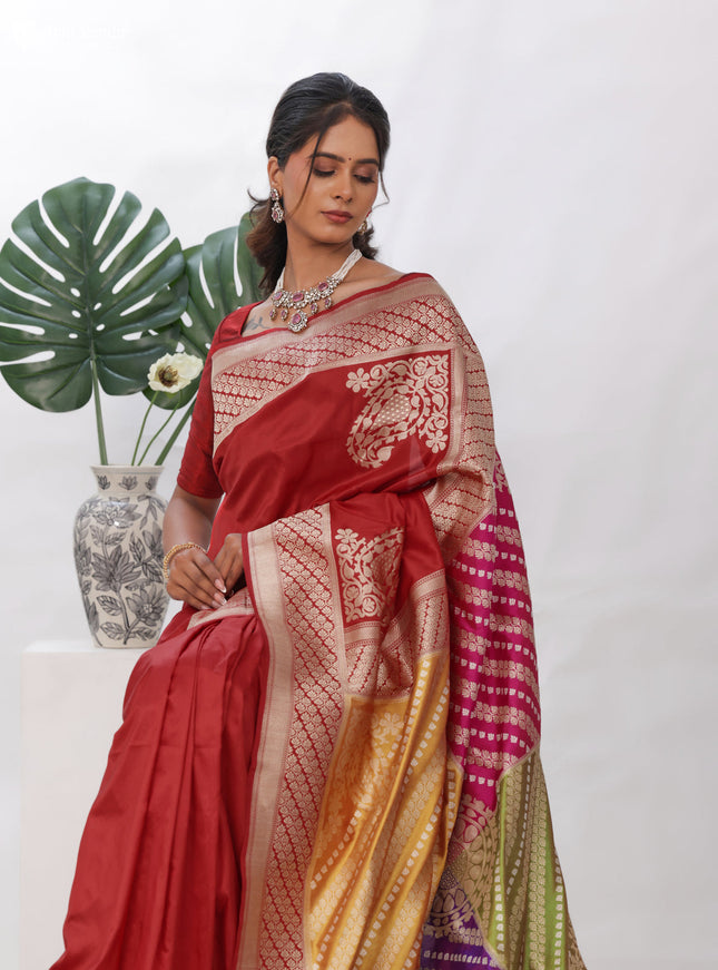 Multi Colour - Red Banarasi Kadwa Silk Saree