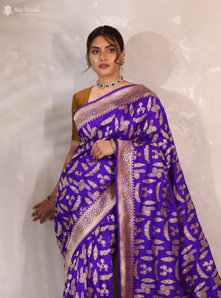 Violet Banarasi Kadwa Silk Saree