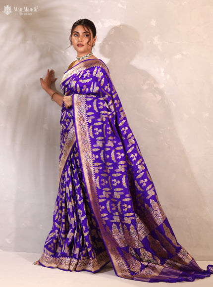 Violet Banarasi Kadwa Silk Saree