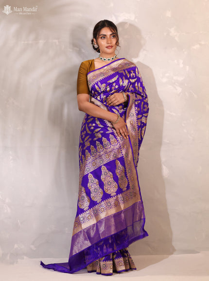 Violet Banarasi Kadwa Silk Saree