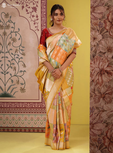 Multi Colour Banarasi Kadwa Silk Saree