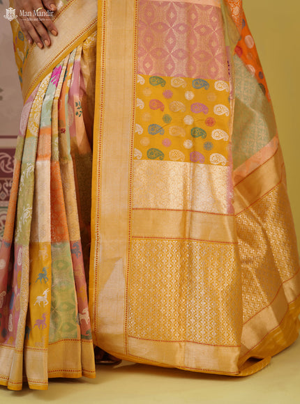 Multi Colour Banarasi Kadwa Silk Saree
