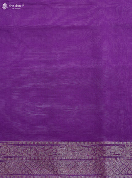 Purple Jamdhani Kora Silk Saree
