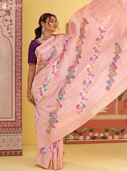Light Pink Banarasi Tissue Silk Saree