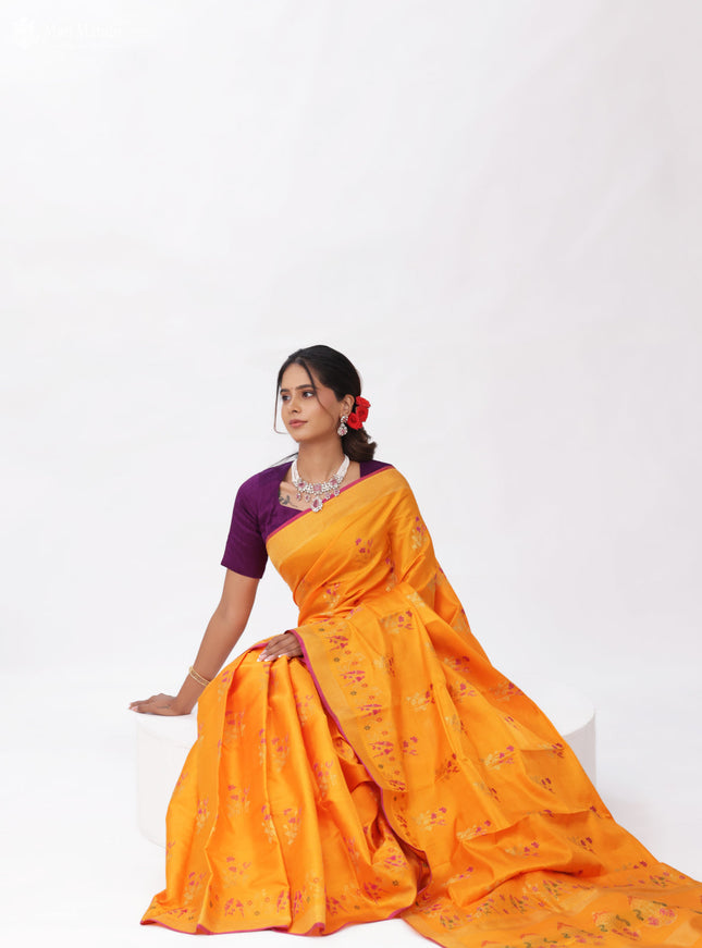 Orange Kanchipuram Silk Saree
