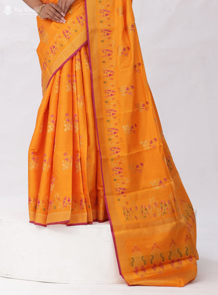 Orange Kanchipuram Silk Saree