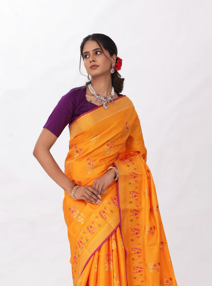 Orange Kanchipuram Silk Saree