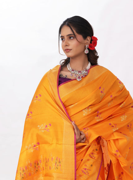 Orange Kanchipuram Silk Saree