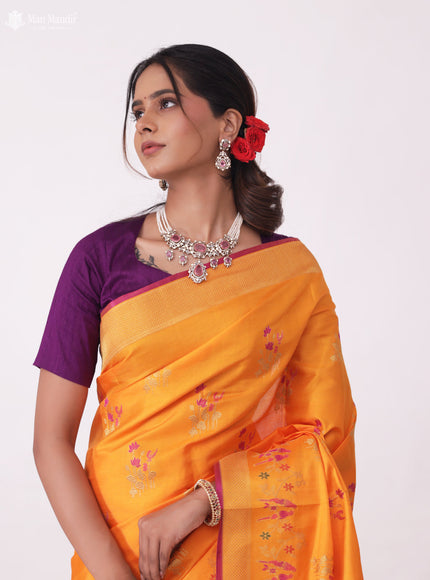 Orange Kanchipuram Silk Saree